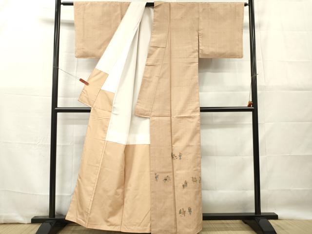 平和屋着物■色留訪問着　紬地　人物文　正絹　逸品　DABG7134zy