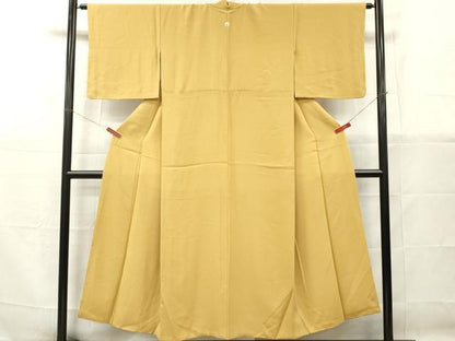 平和屋着物■上質な色無地　鹿の子地紋　花葉色　正絹　逸品　DABG7135zy
