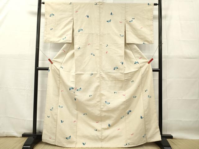 平和屋着物■上質な小紋　紬地　舞蝶文　正絹　逸品　DABG7138zy