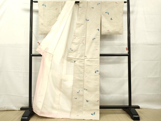 平和屋着物■上質な小紋　紬地　舞蝶文　正絹　逸品　DABG7138zy