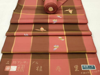 平和屋着物▼西陣　紬　反物　着尺　アンサンブル　舞蝶文　逸品　未使用　DABG7236zy