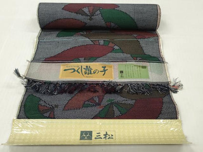 平和屋着物▼紬　反物　着尺　扇面文　証紙付き　逸品　未使用　DABG7298zy