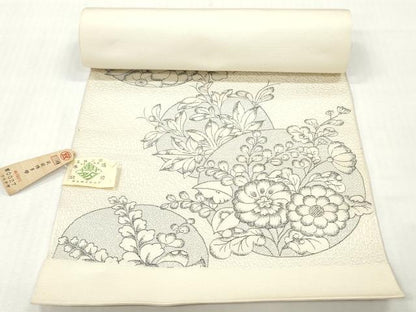平和屋着物▼本場筑前博多織　名古屋帯　帯反物　辻が花　証紙付き　逸品　未使用　DABG7364zy