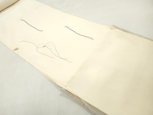 平和屋着物▼白生地　反物　着尺　立波草花地紋　鳥の子色　逸品　未使用　DABG7381zy
