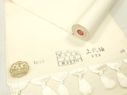 平和屋着物▼白生地　上代紬　反物　着尺　生成り色　逸品　未使用　DABG7392zy