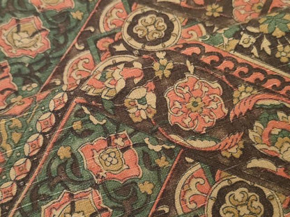 平和屋着物▼紬　反物　着尺　本場結城紬織　切嵌草花文　証紙付き　逸品　未使用　DABG7397zy