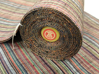 平和屋着物▼本場手織紬　反物　着尺　間道　高島屋扱い　証紙付き　逸品　未使用　DABG7404zy