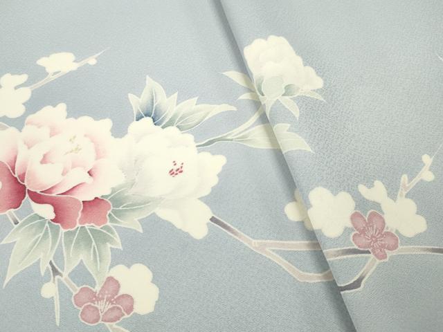 平和屋着物▼付下げ　反物　着尺　刺繍　草花文　逸品　未使用　DABG7452zy