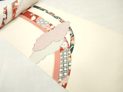平和屋着物▼付下げ　反物　着尺　彩綾織　刺繍　熨斗草花文　金彩　逸品　未使用　DABG7459zy