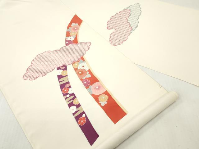 平和屋着物▼付下げ　反物　着尺　彩綾織　刺繍　熨斗草花文　金彩　逸品　未使用　DABG7459zy