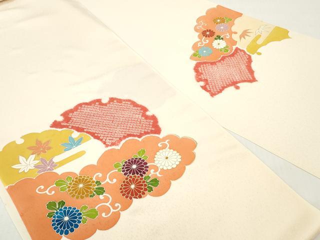 平和屋着物▼付下げ　反物　着尺　刺繍　絞り　雪輪草花文　金彩　逸品　未使用　DABG7460zy