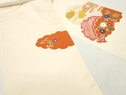 平和屋着物▼付下げ　反物　着尺　刺繍　絞り　雪輪草花文　金彩　逸品　未使用　DABG7460zy