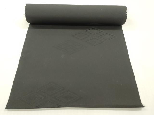 平和屋着物▼羽織・コート　黒生地　反物　羽尺　菱地紋　逸品　未使用　DABG7470zy