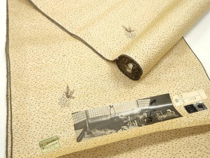 平和屋着物▼小紋　反物　着尺　紬地　霞文　証紙付き　逸品　未使用　DABG7479zy