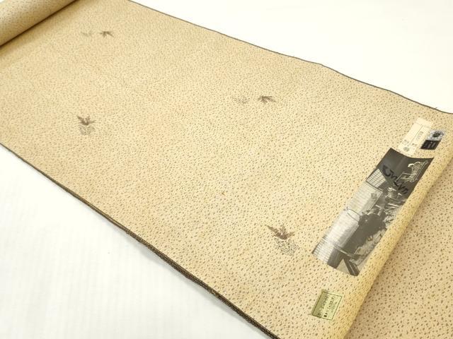 平和屋着物▼小紋　反物　着尺　紬地　霞文　証紙付き　逸品　未使用　DABG7479zy
