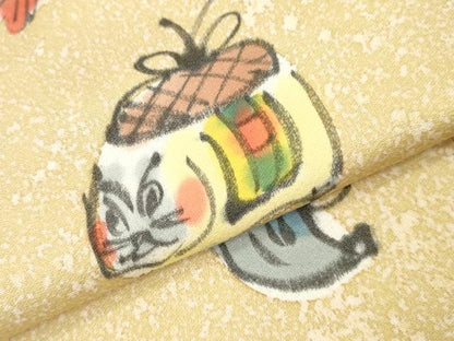 平和屋着物▼付下げ　解き反物　着尺　手描き　器物文　逸品　DABG7492zy