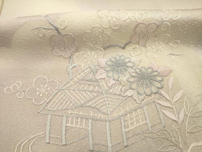 平和屋着物■訪問着　刺繍　風景花文　暈し染め　正絹　逸品　DABG7524ya
