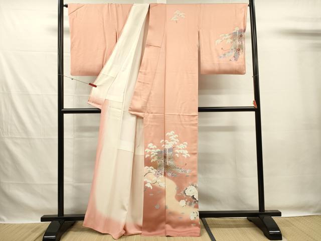 平和屋着物■訪問着　几帳花文　暈し染め　正絹　逸品　DABG7531ya