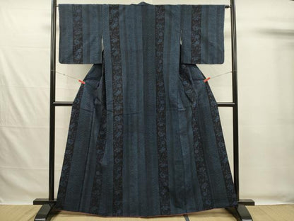 平和屋着物■上質な紬　更紗花間道　正絹　逸品　DABG7535ya
