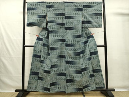 平和屋着物■上質な紬　横段抽象文　正絹　逸品　DABG7536ya