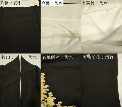平和屋着物■豪華黒留袖　駒刺繍　飛鶴松文　金銀彩　正絹　逸品　DABG7539ya