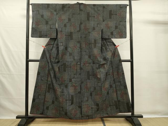 平和屋着物■本場大島紬　立涌洋花文　正絹　逸品　DABG7548ya