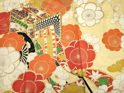 平和屋着物■豪華振袖　駒刺繍　御所車花文　金彩　正絹　逸品　DABG7550ya