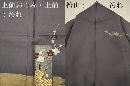 平和屋着物■訪問着　短冊花文　枝梅　金彩　正絹　逸品　DABG7554ya