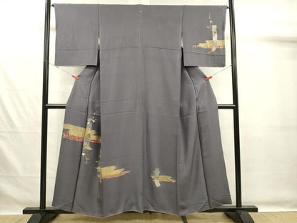 平和屋着物■訪問着　短冊花文　枝梅　金彩　正絹　逸品　DABG7554ya