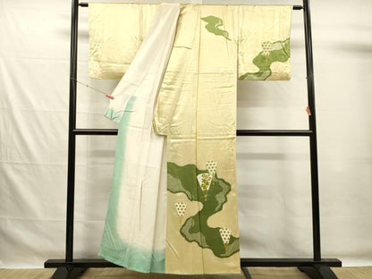 平和屋着物■訪問着　刺繍　扇面花文　鹿の子　正絹　逸品　DABG7558ya