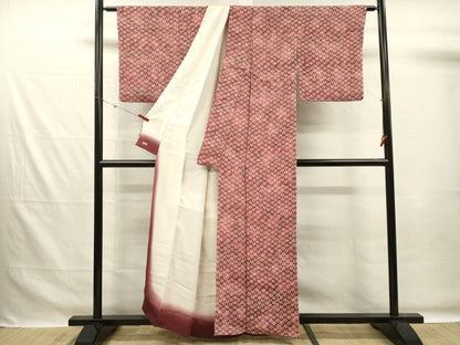 平和屋着物■上質な小紋　梅鉢　暈し染め　鬼しぼ縮緬　三越扱い　正絹　逸品　DABG7567ya