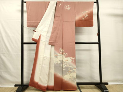 平和屋着物■訪問着　駒刺繍　渡橋流水花松文　暈し染め　金銀彩　正絹　逸品　DABG7569ya