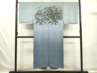 平和屋着物■男性　長襦袢　袷　手描き　人物風景文　暈し染め　金彩　正絹　逸品　DABG7572ya