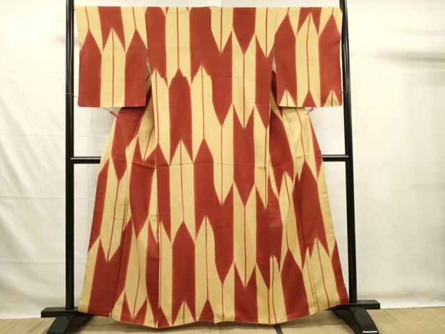 平和屋着物■上質な小紋　矢羽文　暈し染め　金銀糸　正絹　逸品　DABG7579ya