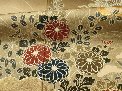 平和屋着物■訪問着　渡橋飛鶴風景花文　暈し染め　金銀彩　正絹　逸品　DABG7581ya