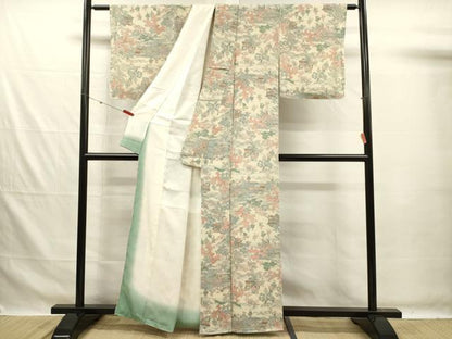 平和屋着物■上質な小紋　人物風景文　鬼しぼ縮緬　正絹　逸品　未使用　DABG7607ya