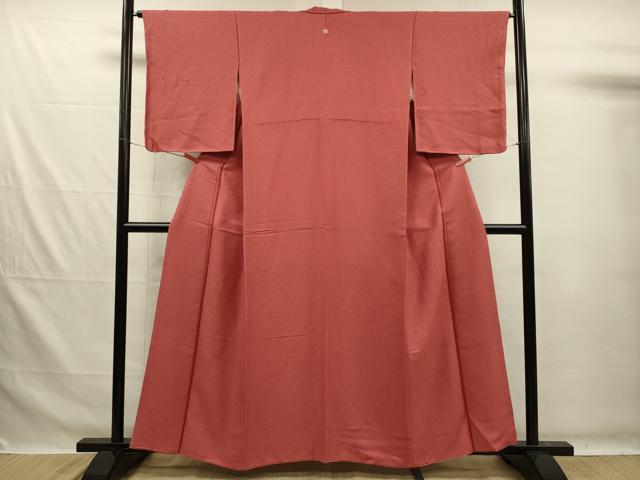 平和屋着物■上質な色無地　霞地紋　銀朱色　正絹　逸品　DABG7608ya