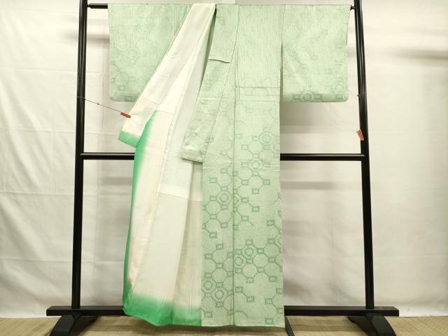 平和屋着物■上質な小紋　総絞り　蜀江繋ぎ　正絹　逸品　DABG7615ya