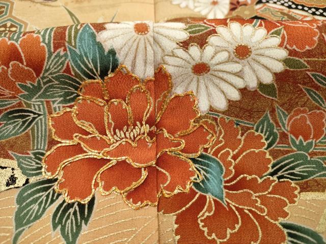 平和屋着物■豪華黒留袖　駒刺繍　扇面宝尽くし花文　暈し染め　金彩　正絹　逸品　未使用　DABG7616ya