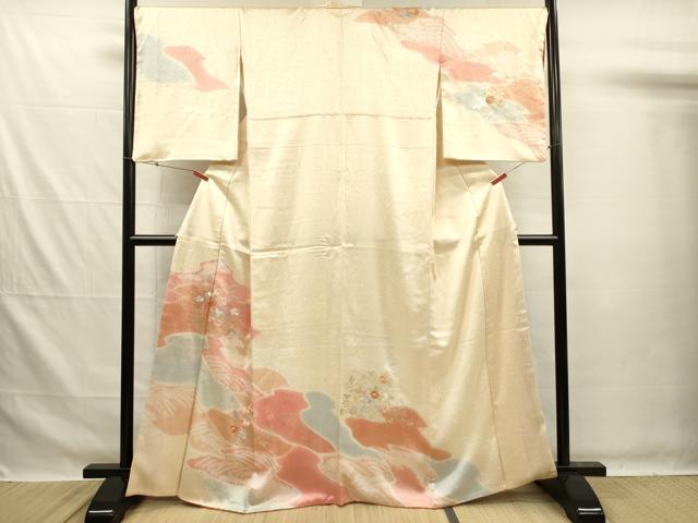 平和屋着物■訪問着　駒刺繍　草花文　暈し染め　金彩　鈴乃屋扱い　正絹　逸品　DABG7617ya
