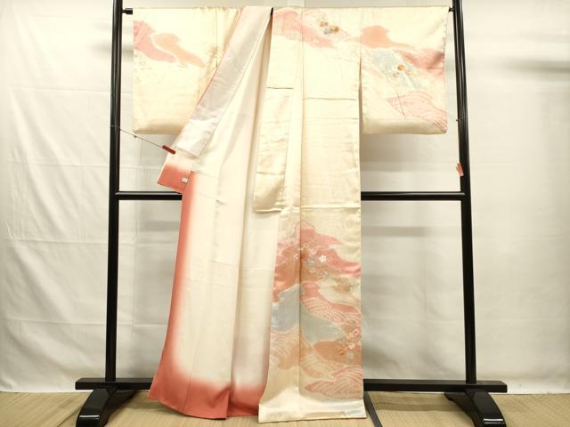 平和屋着物■訪問着　駒刺繍　草花文　暈し染め　金彩　鈴乃屋扱い　正絹　逸品　DABG7617ya