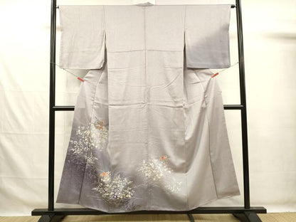 平和屋着物■中国三大刺繍　スワトウ刺繍　汕頭刺繍　訪問着　花松文　暈し染め　金糸　正絹　逸品　DABG7622ya