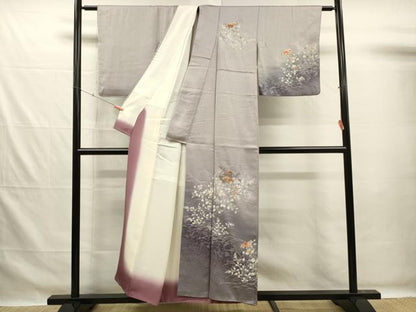 平和屋着物■中国三大刺繍　スワトウ刺繍　汕頭刺繍　訪問着　花松文　暈し染め　金糸　正絹　逸品　DABG7622ya