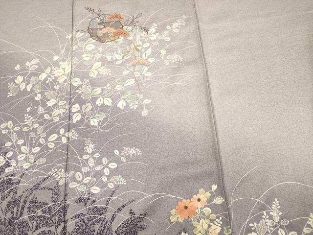 平和屋着物■中国三大刺繍　スワトウ刺繍　汕頭刺繍　訪問着　花松文　暈し染め　金糸　正絹　逸品　DABG7622ya