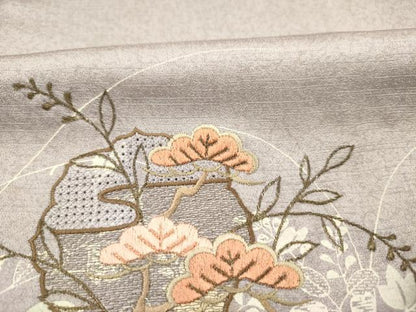 平和屋着物■中国三大刺繍　スワトウ刺繍　汕頭刺繍　訪問着　花松文　暈し染め　金糸　正絹　逸品　DABG7622ya