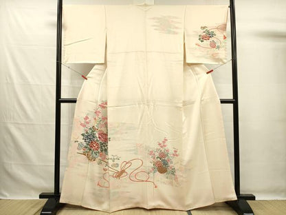 平和屋着物■訪問着　刺繍　牡丹　花車文　正絹　逸品　DABG7625ya