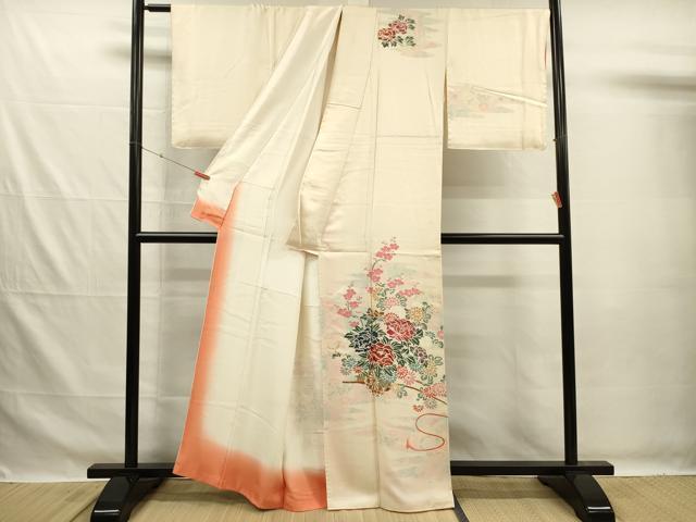 平和屋着物■訪問着　刺繍　牡丹　花車文　正絹　逸品　DABG7625ya
