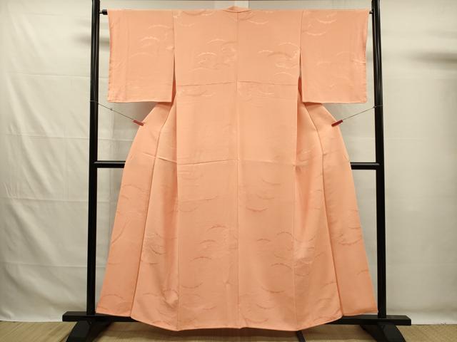 平和屋着物■上質な色無地　風景雪芝地紋　深支子色　正絹　逸品　DABG7631ya