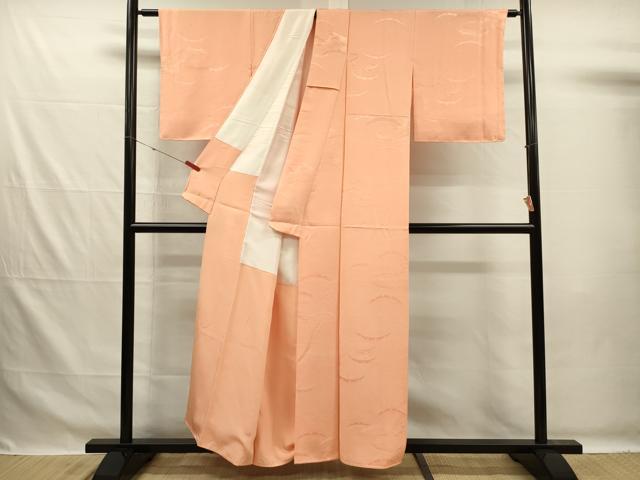 平和屋着物■上質な色無地　風景雪芝地紋　深支子色　正絹　逸品　DABG7631ya