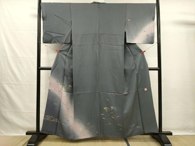 平和屋着物■訪問着　作家物　螺鈿　舞扇花文　暈し染め　金彩　正絹　逸品　DABG7637ya